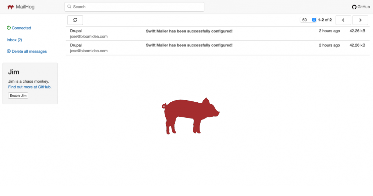 MailHog Drupal email